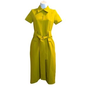 Julia Allert Elegant Lime Green Midi Belted Office Dress.. Size XS